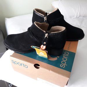 Sporto Amber Suede Shooties - Black - 7-1/2 Wide